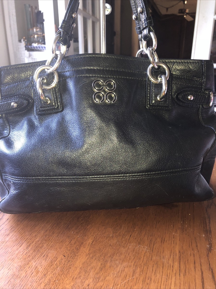 COACH COLETTE BLACK LEATHER CARRYALL SATCHEL BAG 16460 (CC) | eBay