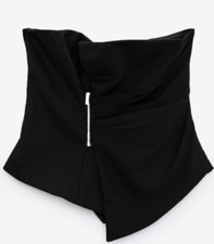 ZARA BLACK Limited Edition Zippered ASYMMETRIC BUSTIER SS 22  BNWT Sz M