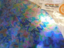 Dichroic Glass:CBS 96 COE Corkscrews Pattern on Thin Black - 3"Sq