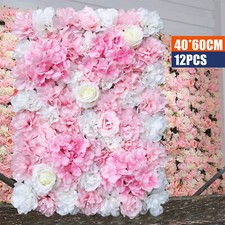 12PCS Artificial Flower Wall Panels 16"x 24" Silk Flower Backdrop Party Decor