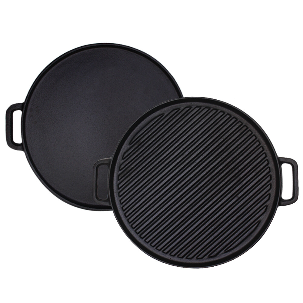Cast Iron Reversible Grill/Griddle 12Inch Double Handled Cast Iron Griddle eBay