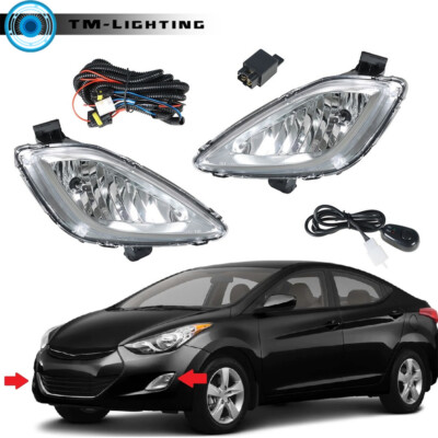 For 2011 2012 2013 Hyundai Elantra Pair of Bumper Fog Lights Lamps w/Switch kits
