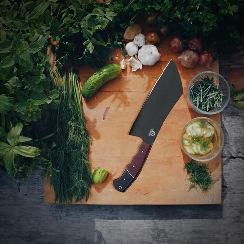 Custom Hand Forged Carbon Steel Chef knives set kitchen knife With Leather Roll - Picture 4 of 10