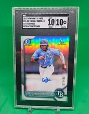 22 Bowman Chrome Estanli Castillo /499 Auto  Refractor Card Rays SGC 10 Auto 10