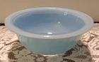 TERRIFIC VINTAGE PYREX GLASS MIXING BOWL-LIGHT BLUE COLOR-CLEAR GLASS BOTTOM