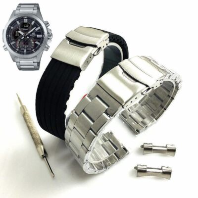 Pack of 2 Replacement Watch Bands Bracelet Fits Casio Edifice ECB-30 ECB-30D-1A