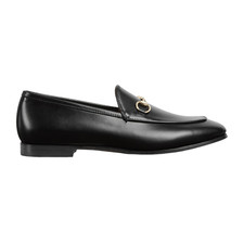 GUCCI Jordaan 1090 Women's Black Leather Horsebit Loafers New/Authentic