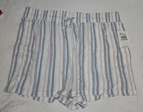 NWT Love, Fire Sleep Shorts White/Blue Stripped Size 1X - Afbeelding 1 van 5