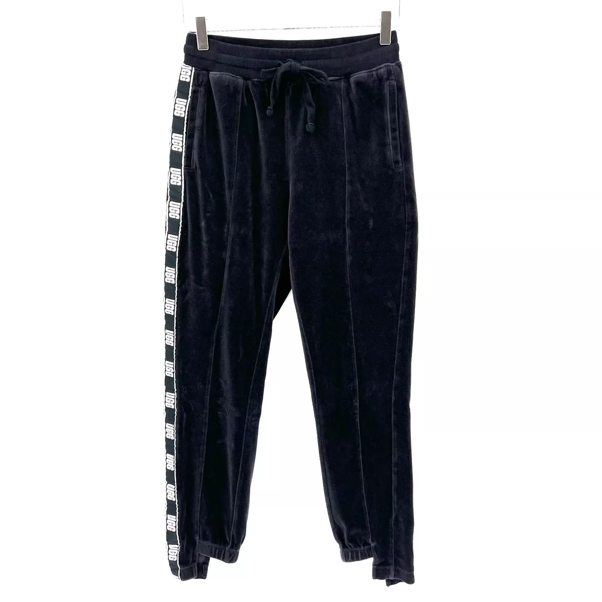 UGG Iris Track Pants Velour Velvet Black Joggers Lounge Athleisure