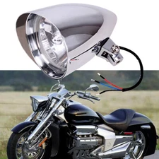 5.75" Chrome Visor Bullet Tri Bar Headlight For Harley Sportster Chopper Bobber