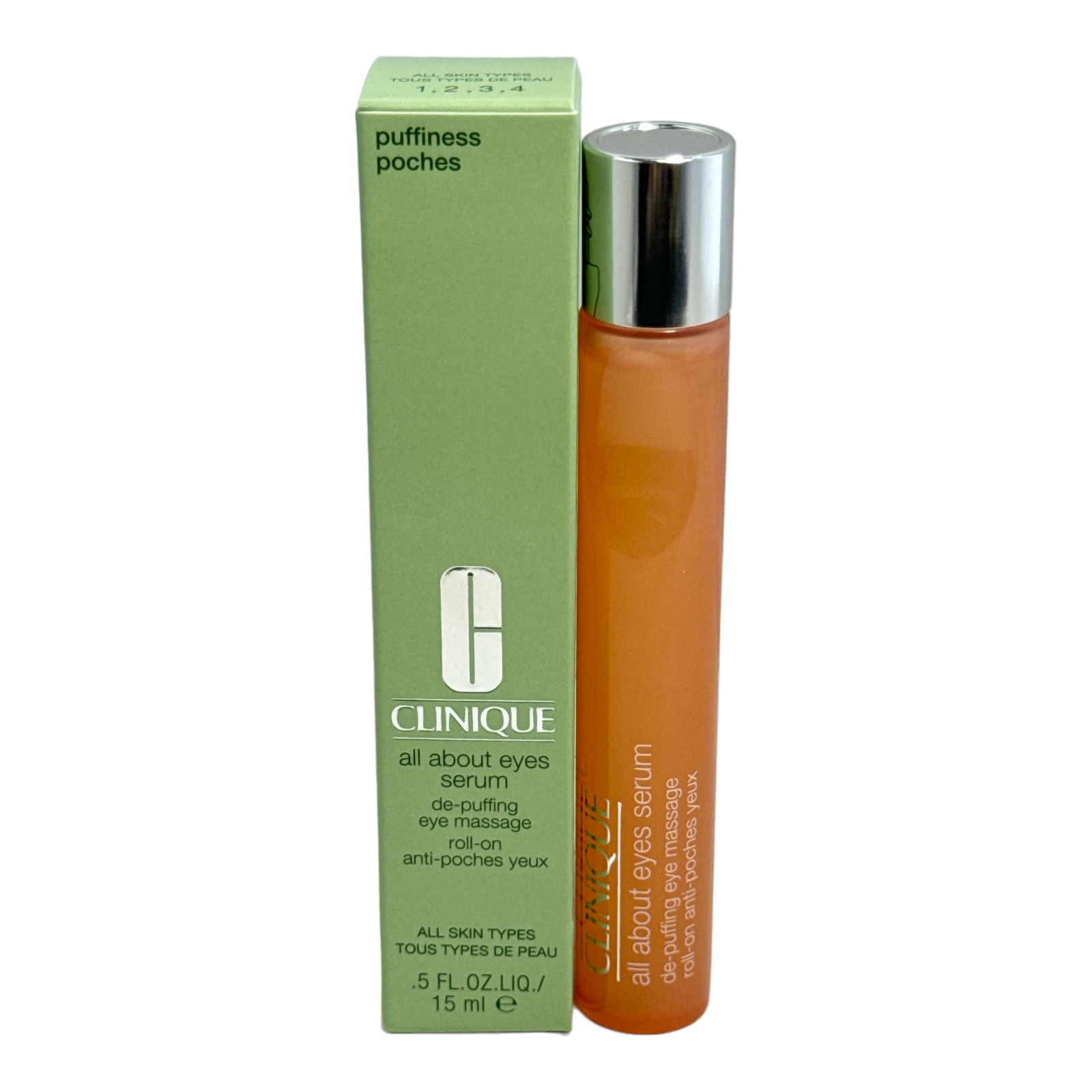 Clinique All About Eyes Serum DePuffing Eye Massage RollOn .5oz/15ml