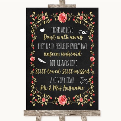 Personalisiertes Hochzeitsschild Kreide-Stil Rouge Rosa Rose & Gold In liebevoller Erinnerung