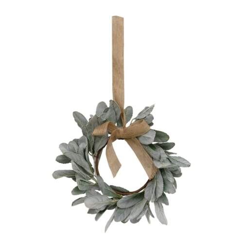 Corona de oreja de cordero esmerilada de granja primitiva con percha de arco de arpillera - Imagen 3 de 3