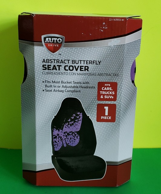 Autodrive Abstract Butterfly Purple SEAT Cover Fix Cars Trucks and SUVs