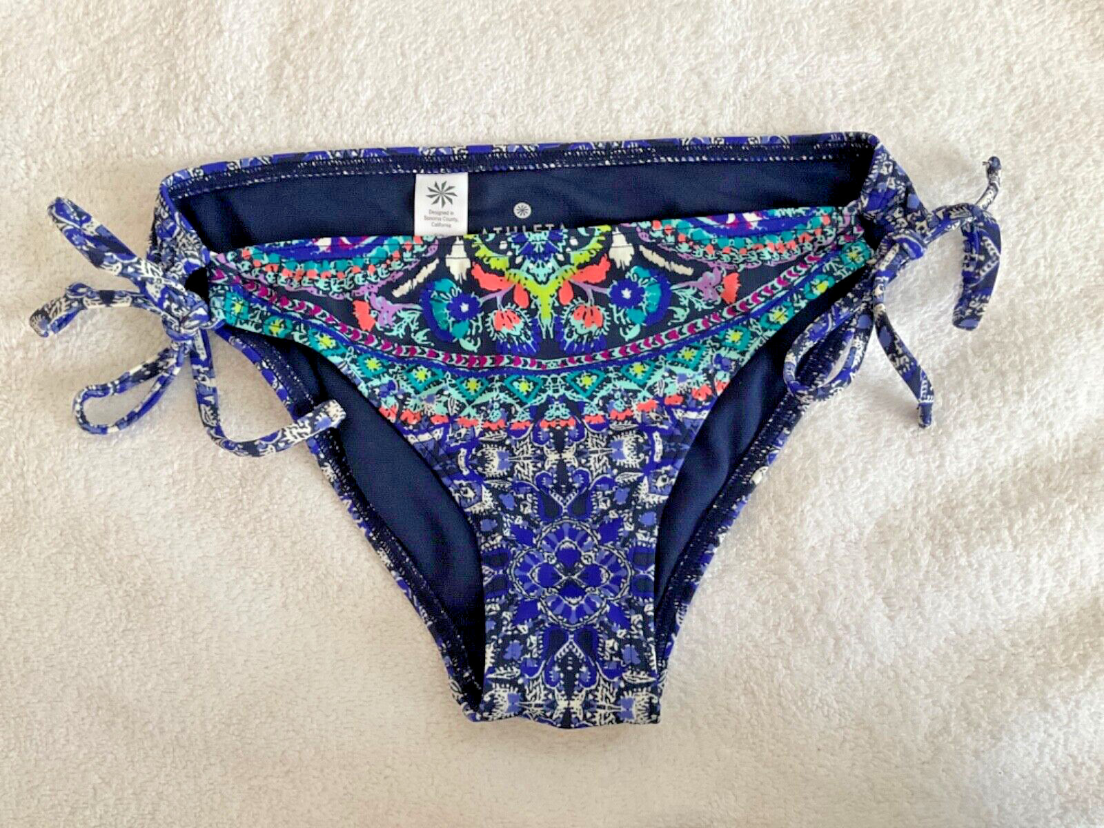Athleta Blue pattern Swim STRING  Bikini Bottom S… - image 1