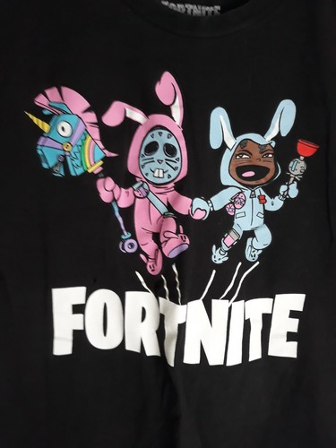 FortNite Bunny Brawler And Rabbit Raider Bunny Black Tshirt Boys size 10/12 - Picture 2 of 6