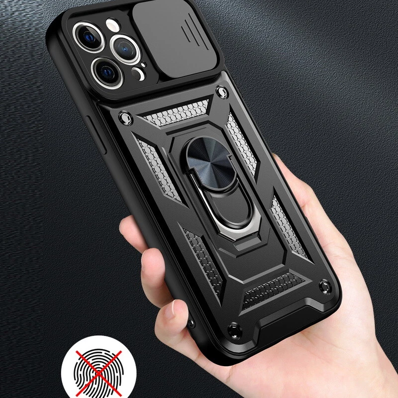 For iPhone 13 12 Pro Max 11 XS XR X 8 7 Camera Slide Shockproof Ring Case Cover - Image 4 of 4