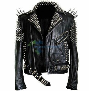 black spiked leather jacket