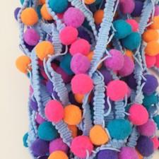 Pom Pom Bobble Balls Trim Ribbon Craft Upholstery Boho Ethnic Sewing Edging