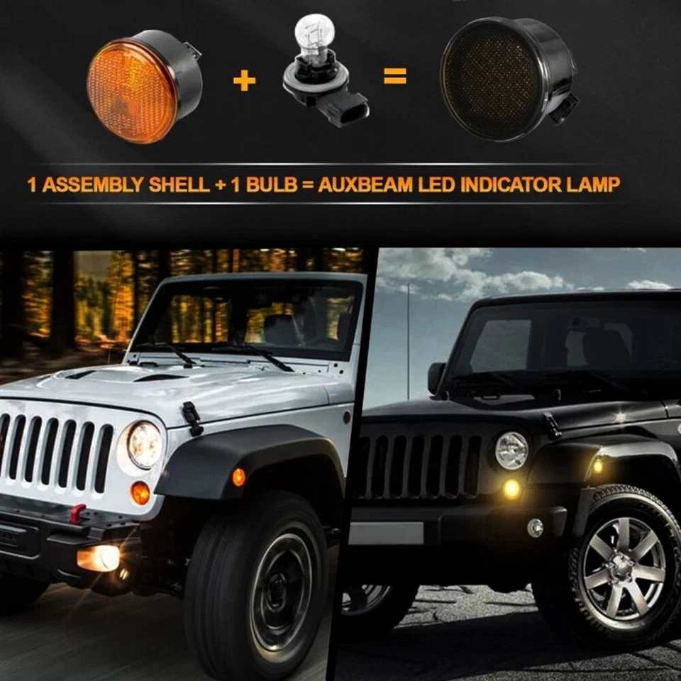 Luces intermitentes LED delanteras estacionamiento para Jeep Wrangler JK JKU 2007-2018 Foto 2 de 4