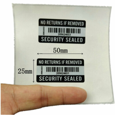 500 Labels Sticker Warranty Void If Removed Tamper Proof with Serial no 50x25 mm