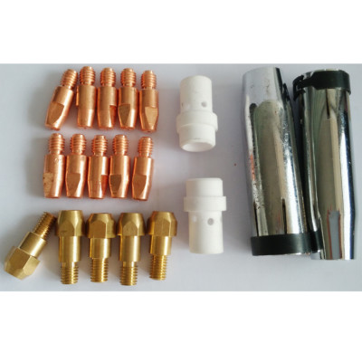 19pk M8*30*1.0 Contact Tips Holders Nozzles Gas Diffusers For MB 36KD Binzel MIG