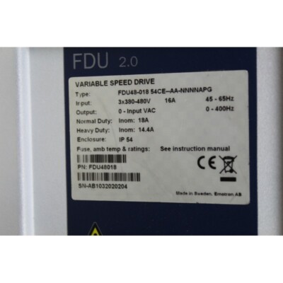 Emotron Trasmissione A Velocità Variabile FDU48-019 - Modello FDU48019 (Usato) - Foto 2