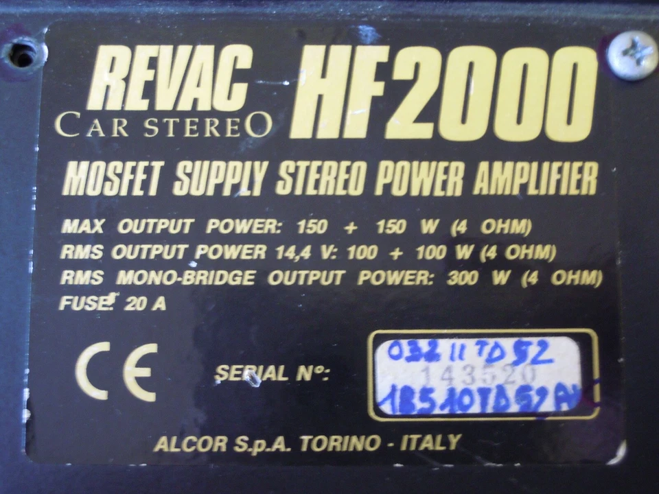 Amplificatore auto 2 x 150 rms Revac hf2000 hertz audison focal - Immagine 2 di 3