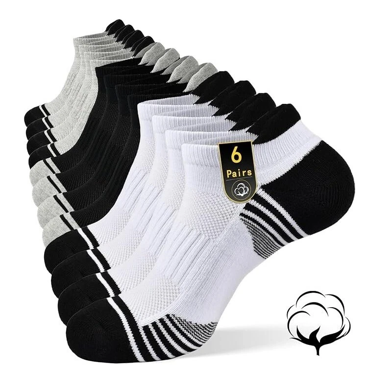 Trainer Socks,Thick Cushioned Running Socks,Breathable Cotton Anti-Blister Ankle