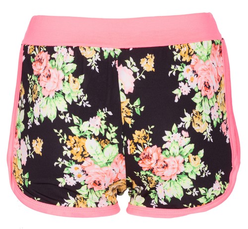 Womens Summer High Waist Casual Floral Beach Hot Pants Ladies Shorts Runner - Picture 3 of 12