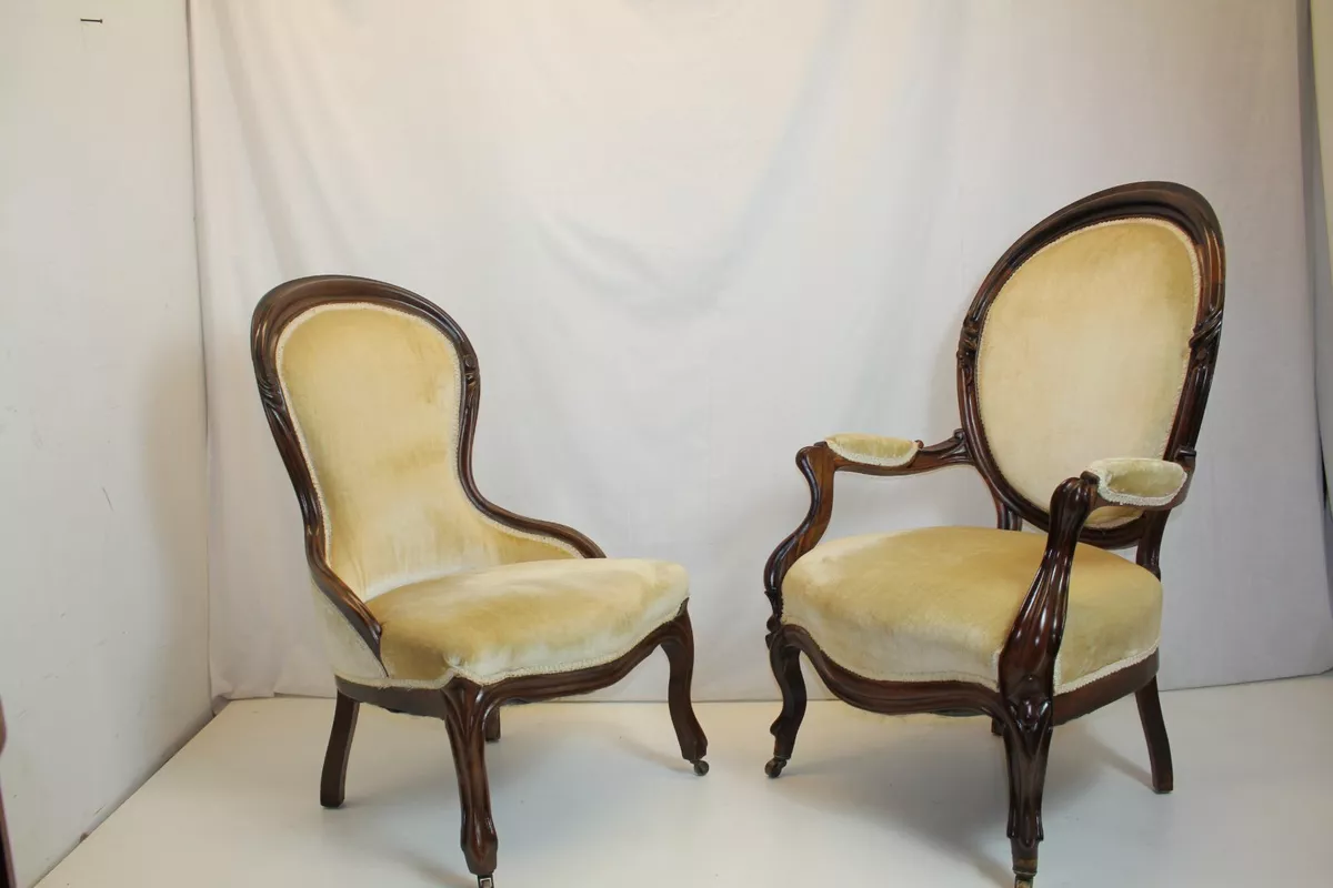 Victorian Antique Carved Rosewood Slipper or Parlor Chair