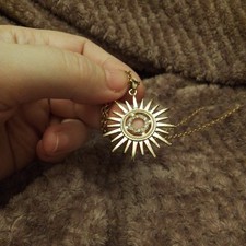 Sun Burst Pendant Gold Plated And Temporary Chain Provided With Circlet Of Cz...