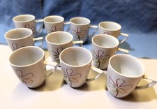 10 x Kaffeebecher- CreaTable- Porzellan, Wei&szlig; mit Blumenmuster, H&ouml;he 10 cm