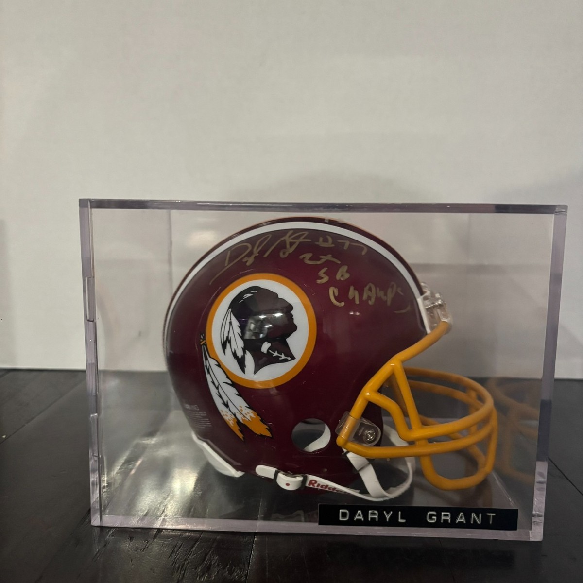 DARRYL GRANT (2X SB CHAMPS) Signed Mini Helmet With COA Washington