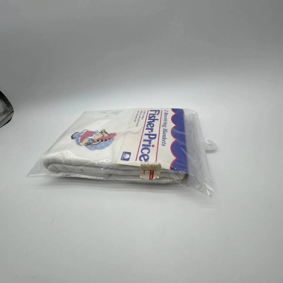 Vintage 1994 Fisher Price White Baby Receiving Blankets - Image 3 of 3