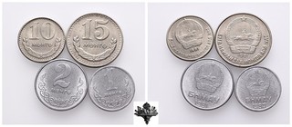 MONGOLEI 1 2 10 15 möngö 1980 1981 LOT 4x münzen Mongolia
