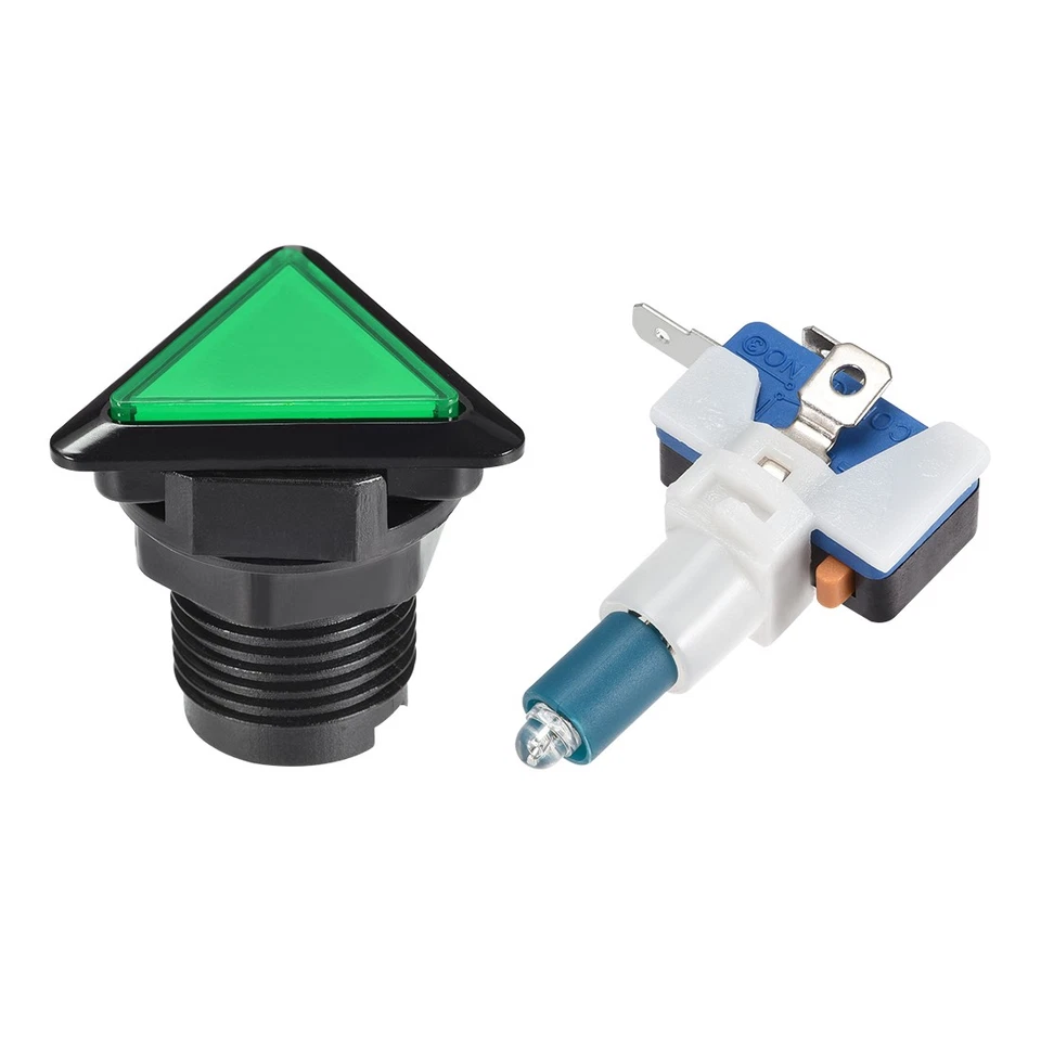 Game Push Button 39x39x39 Triangle 12V LED Illuminated Push Button Green 5pcs - Image 2 of 3