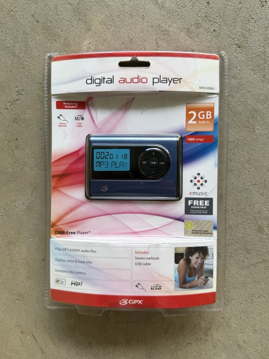 Y2K Vintage Portable MP3 Player GPX MW240BU Digital Audio Player