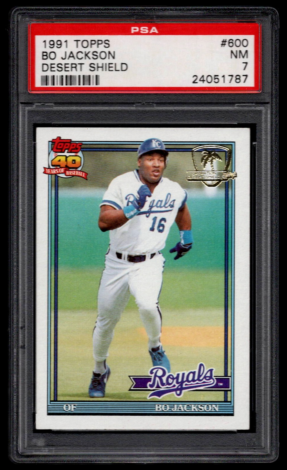 BO JACKSON 1991 TOPPS DESERT SHIELD CARD #600 PSA 7 NM BASEBALL RARE ISSUE