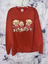 Vintage 90s Christmas Teddy Bears Sweatshirt HolidaysSanta Made USA Jerzees XL