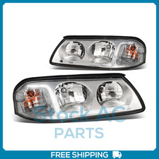 Headlights Led Drl For 00-05 Chevy Impala Chrome Housing Clear Side Replacement
