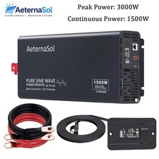 1500W Pure Sine Wave Inverter 12V DC to 110V/120V AC Converter Power Inverter RV