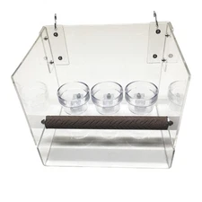 LESS MESS PRETTY PARROT FEEDER cage or table top bird mess control 3-10 oz cups