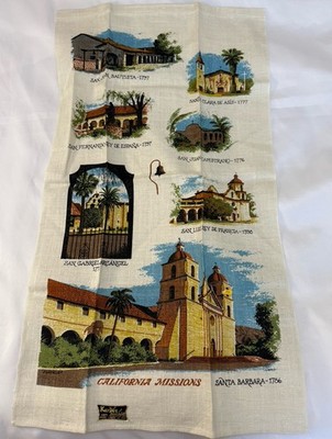 Kay Dee Jackson California Scenic Kitchen Towel Linen Hand Print