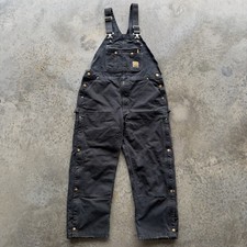 VTG Black Carhartt Double Knee Insulated Overalls Size 40 X 30