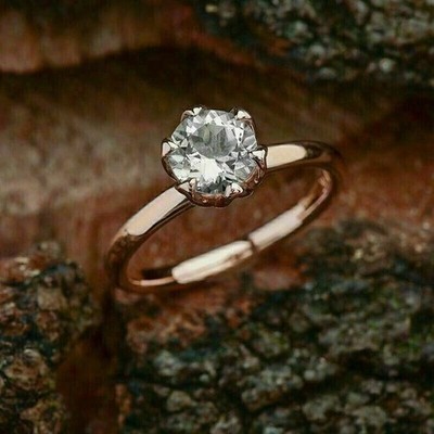 2Ct Round Cut Created Diamond Wedding Fancy Ring 14K White Gold Plated