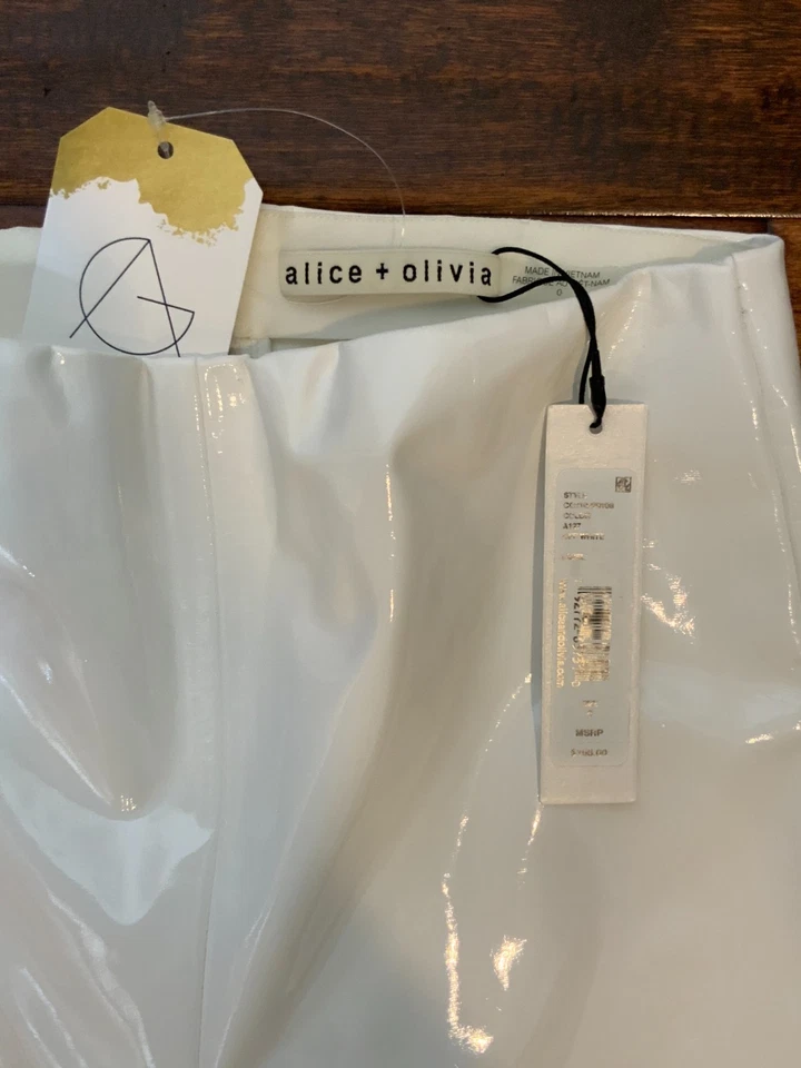 Pantalones Legging Alice + Olivia Off White Maddox Cuero Vegano $195, Talla 0 Nuevos con Etiquetas Foto 4 de 4