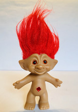 Vintage Ace Novelty Treasure Troll Doll 1990s Red Hair Gemstone Collectible BIN1