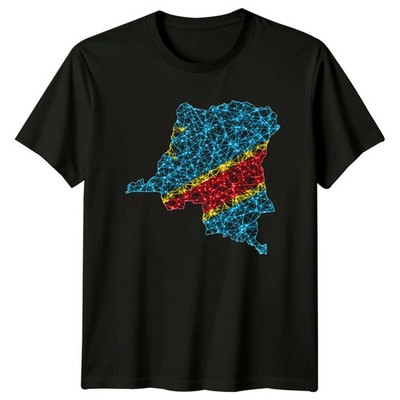 DRK Flagge Karte geometrisch T-Shirt Demokratische Republik Kongo Erbe Geburtstag Geschenk