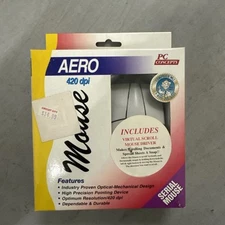 Vintage aero PC Concepts 420 DPI Two Button  Mouse virtual scroll w/ disk papers